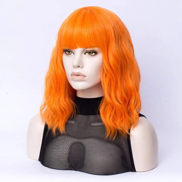 Orange Wavy Hair Wig with Bang - Picture 3 of 4